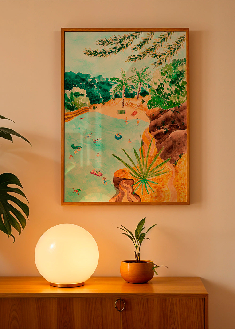 Landschap kunst Kustbaai illustratie