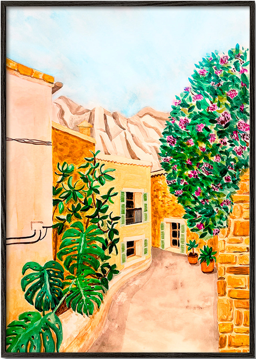 Landschap kunst: mediterraan dorpsstraatje