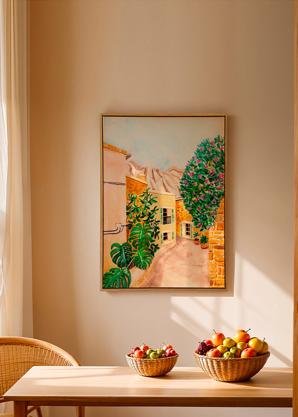 Landschap kunst: mediterraan dorpsstraatje