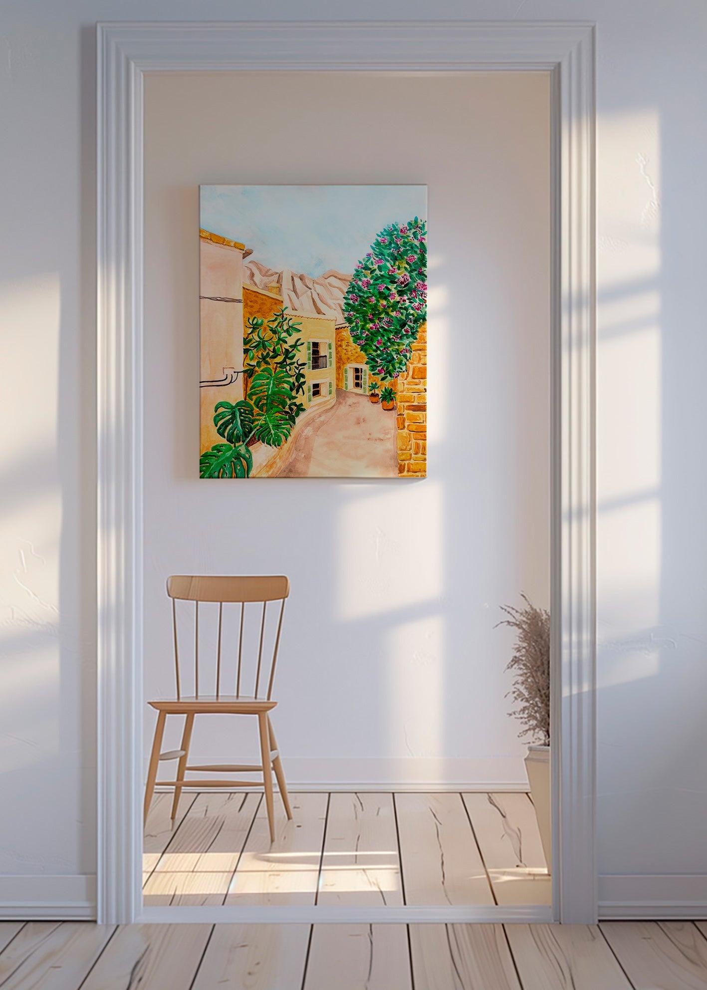 Landschap kunst: mediterraan dorpsstraatje