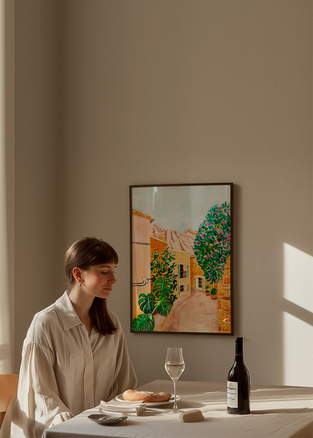 Landschap kunst: mediterraan dorpsstraatje