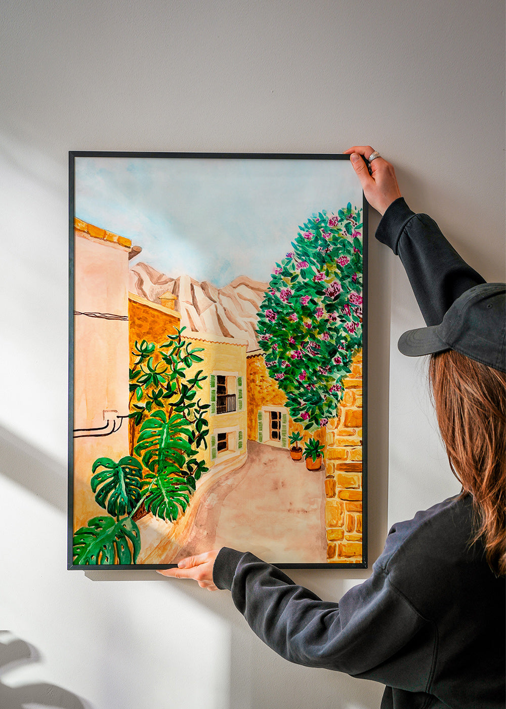 Landschap kunst: mediterraan dorpsstraatje