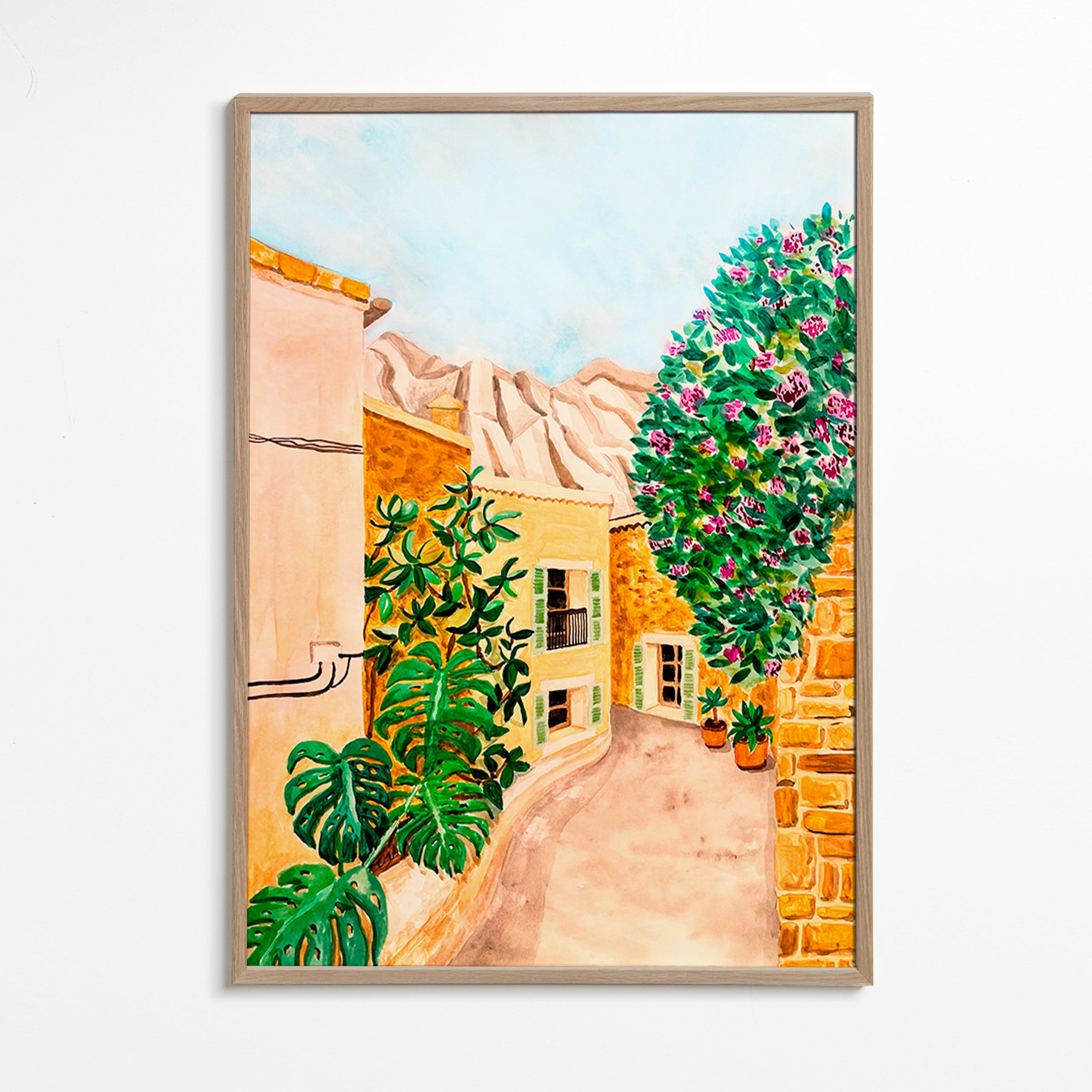 Landschap kunst: mediterraan dorpsstraatje