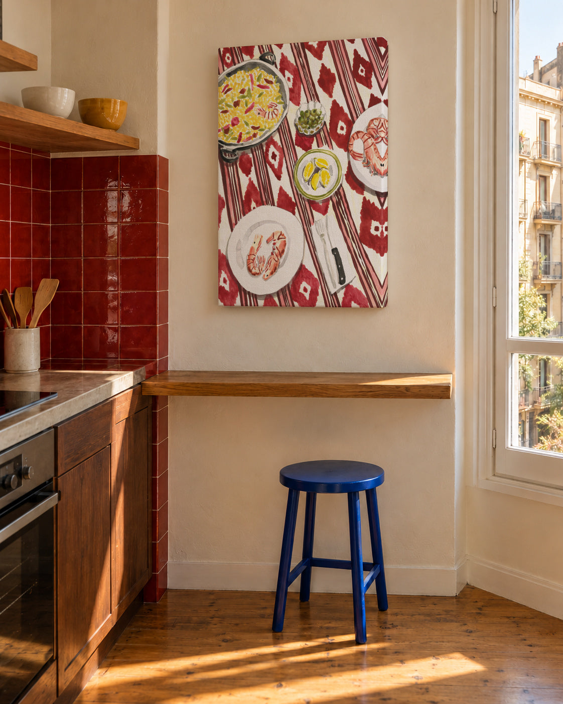 Mediterranean Paella Table - Unframed canvas in an interior
