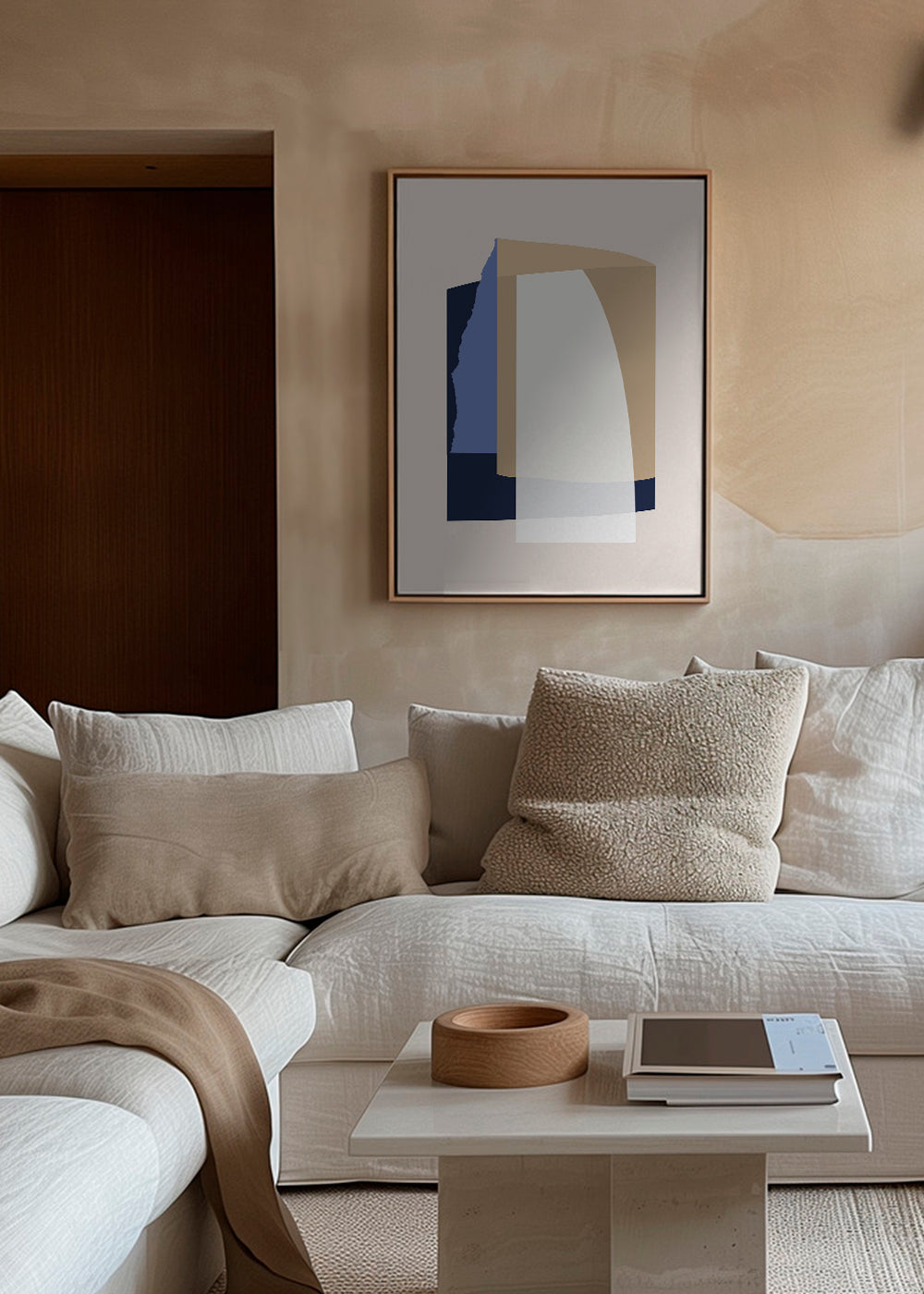 Abstract kunst lagen gebogen beige