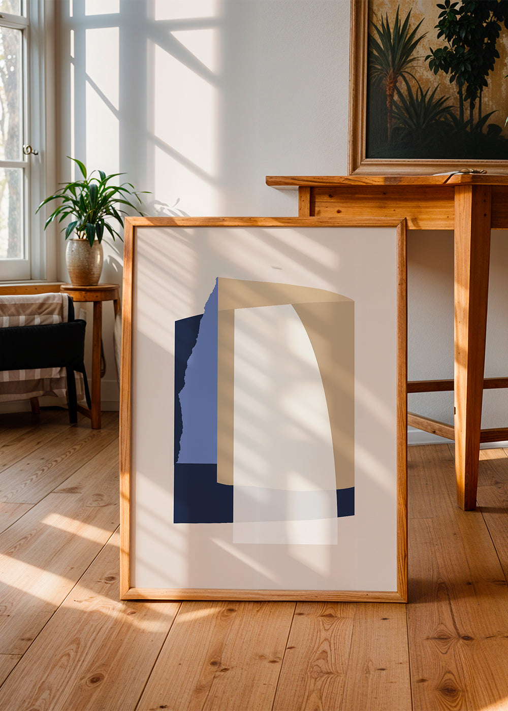 Abstract kunst lagen gebogen beige