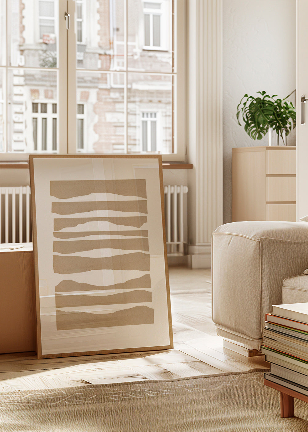 Minimalistische gescheurde beige strepen