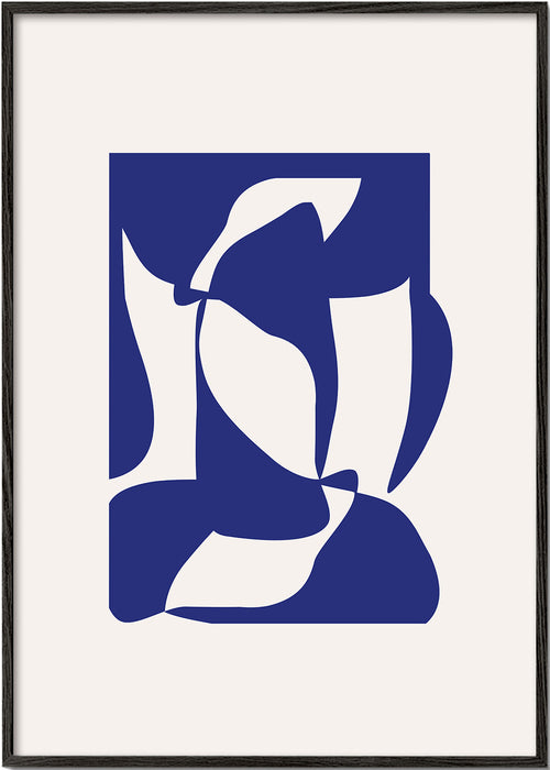 Abstract kunst met blauwe silhouetten