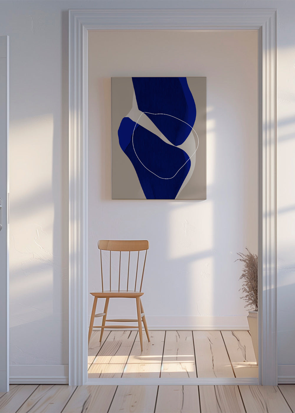 Abstract kunst diepblauw verticaal