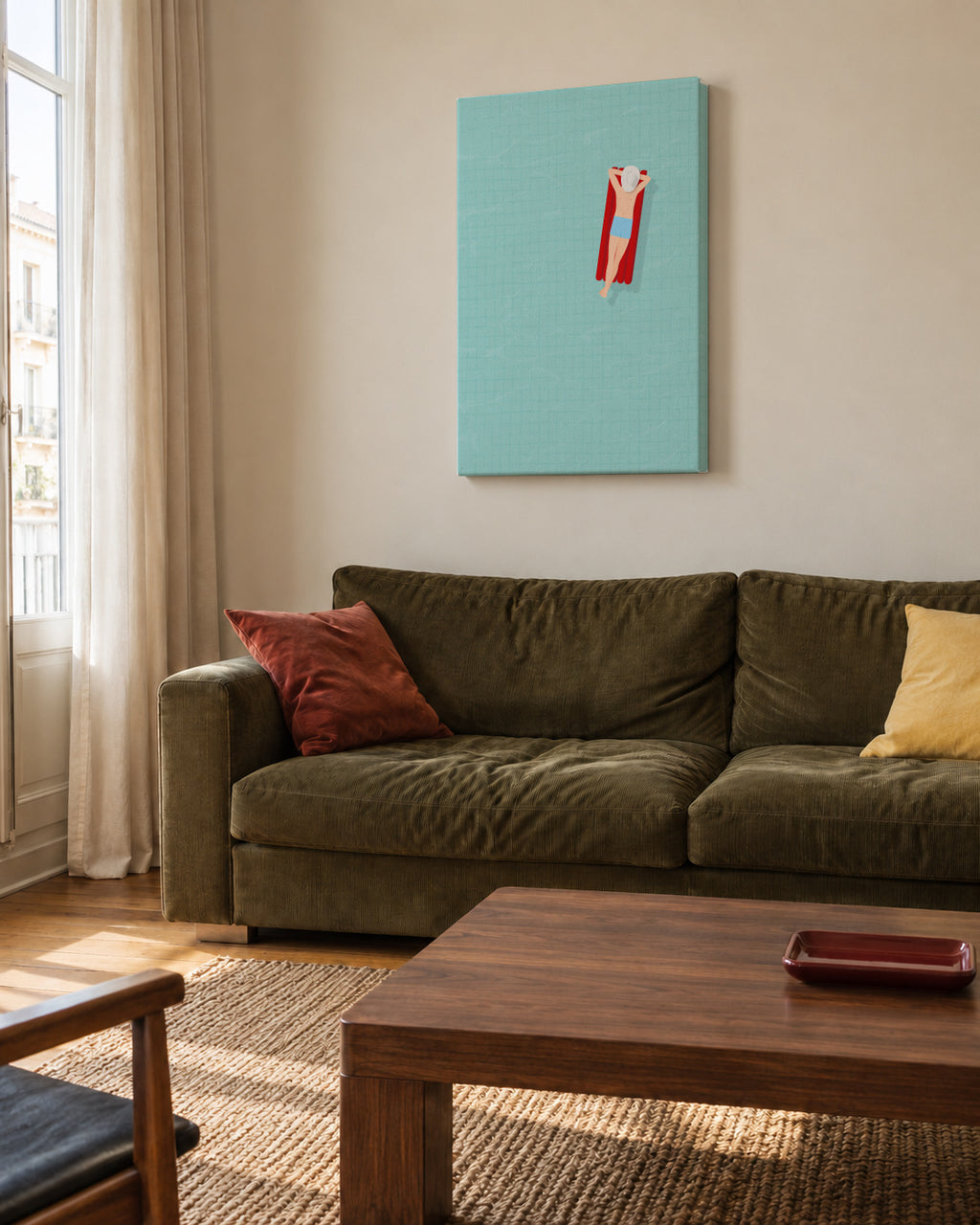Air matress - Unframed canvas in an interior