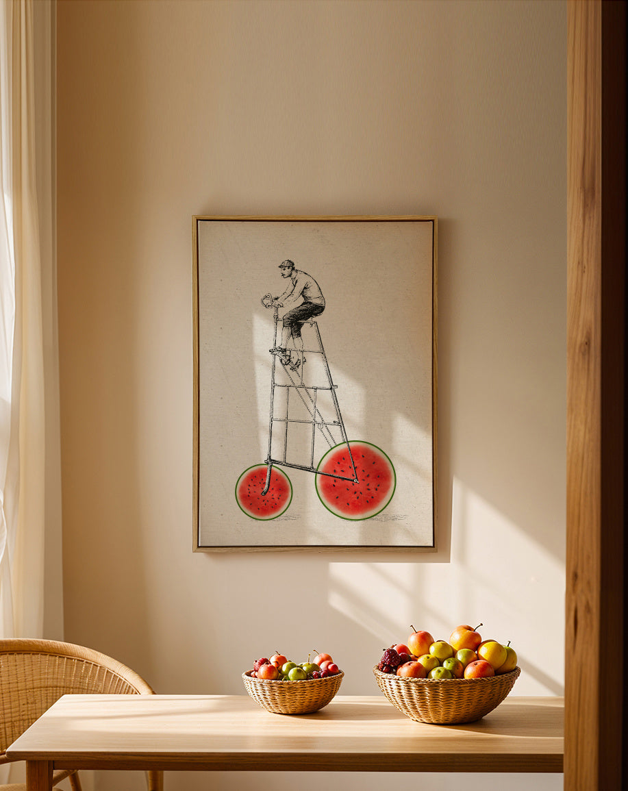 Melon bike - Framed canvas in an interior
