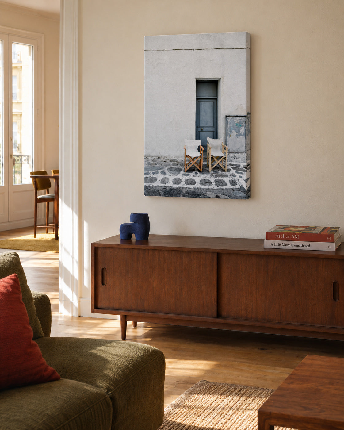 The Blue Door - Unframed canvas in an interior