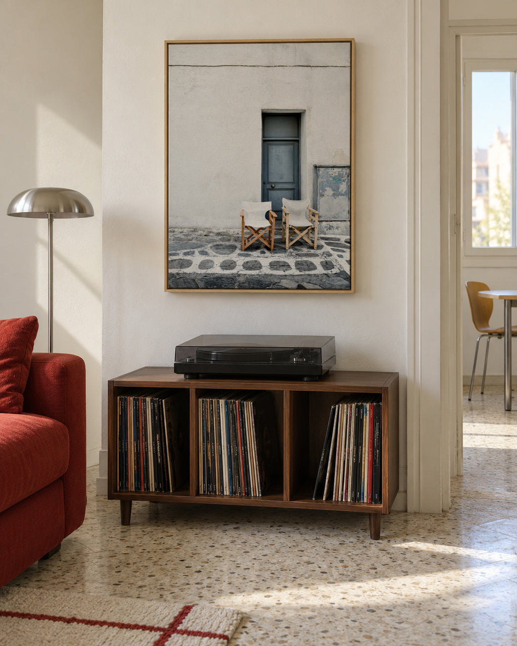 The Blue Door - Framed canvas in an interior