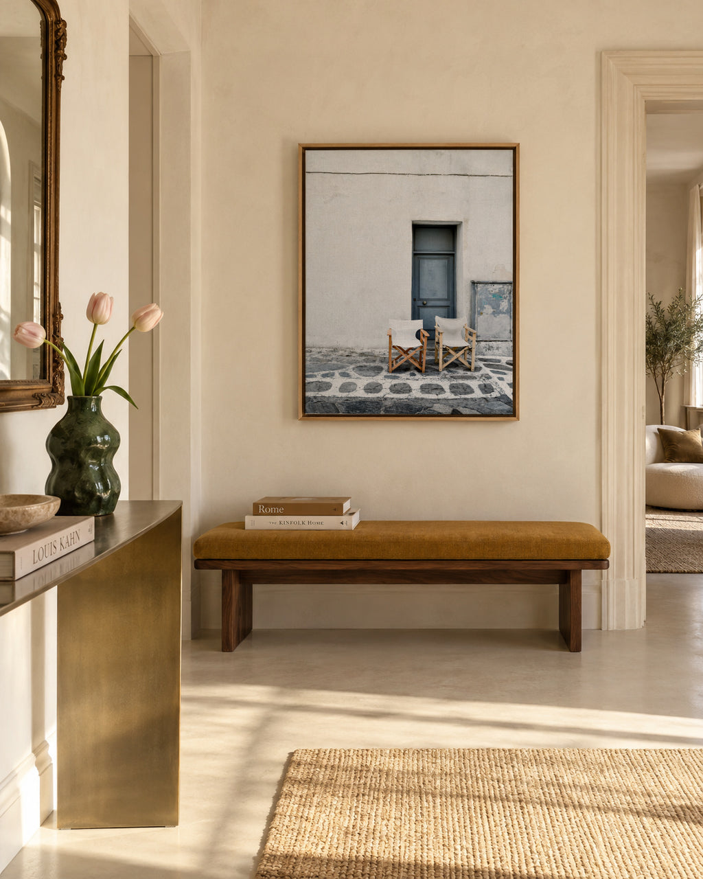 The Blue Door - Framed canvas in an interior