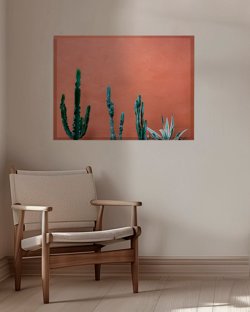Botanische poster met cactussen op terracottawand – Canvas