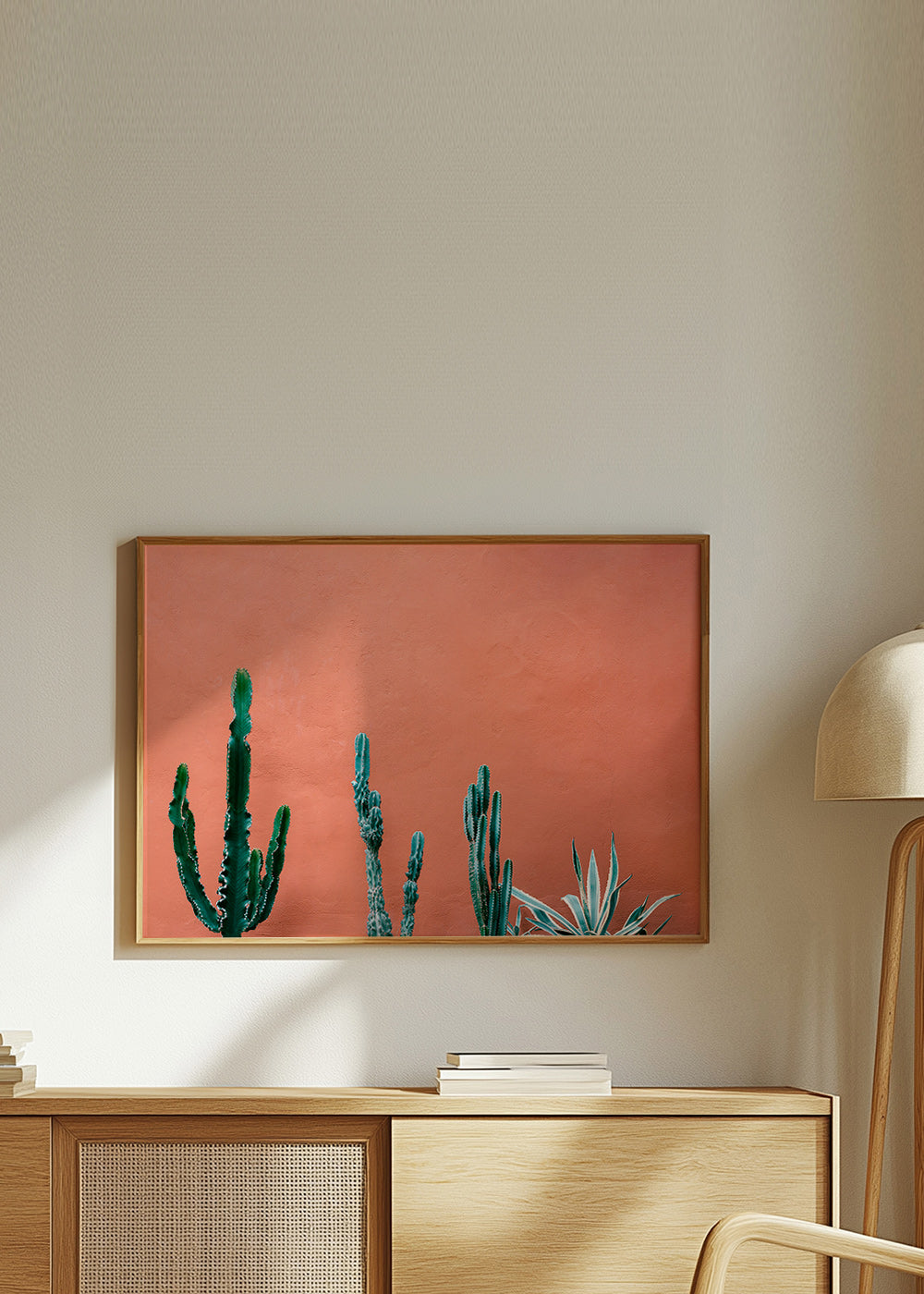 Botanische poster met cactussen op terracottawand – Product1