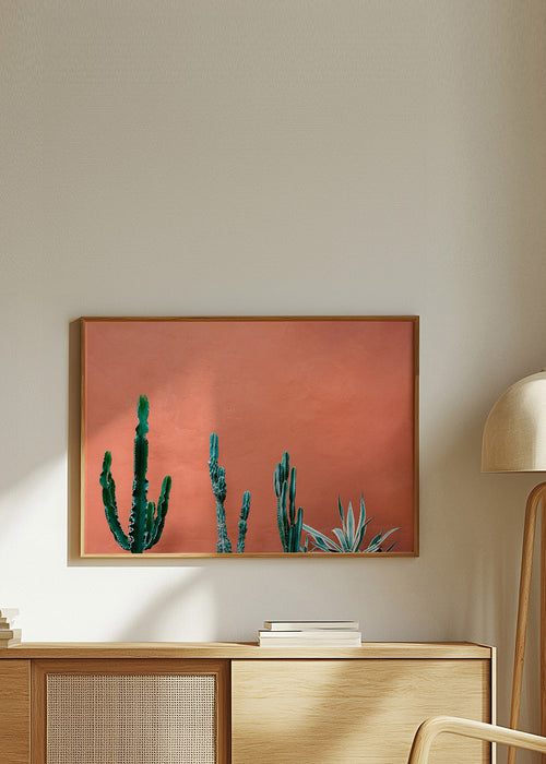 Botanische poster met cactussen op terracottawand – Product1