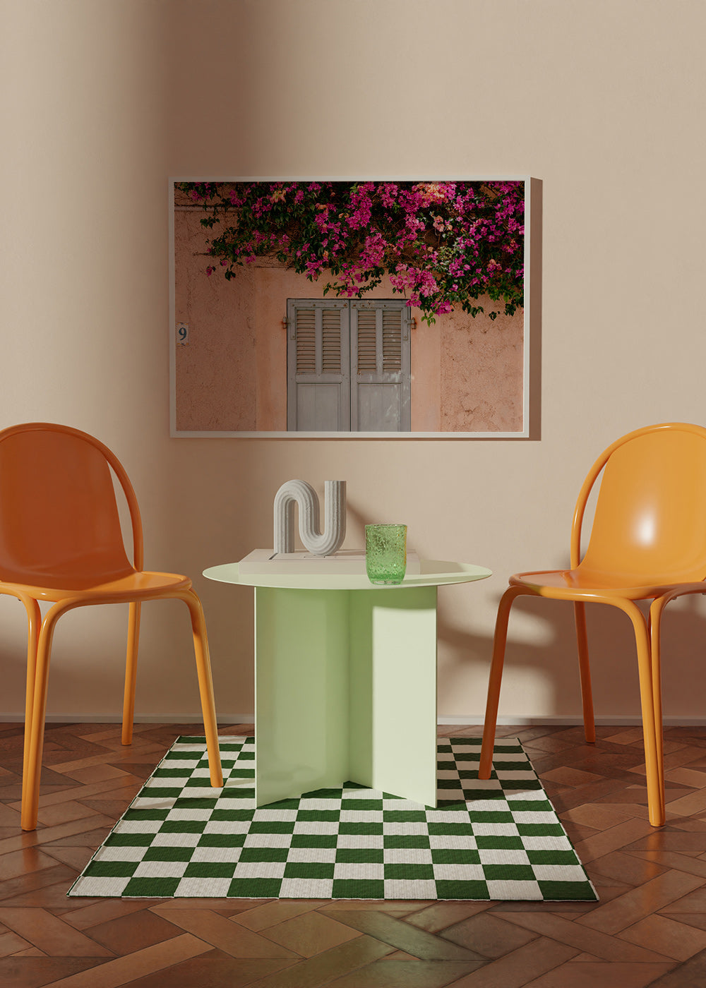 Botanische print: bougainvillea boven vintage deur – Product3