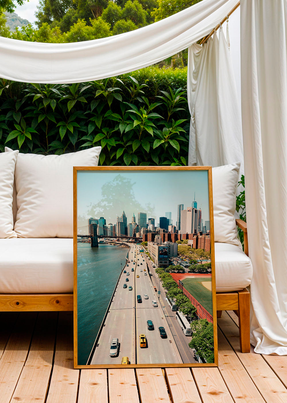 Keuken kunst: skyline en brug vanuit hoogte – Product3
