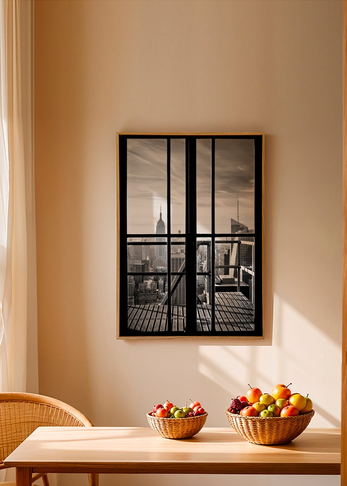 Stadsfoto met raam als kader – Canvas1
