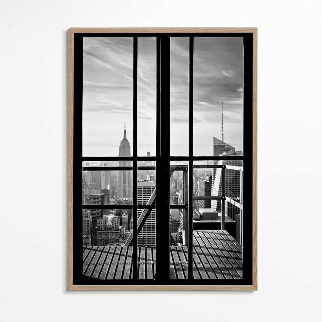 Stadsfoto met raam als kader – Oak Frame