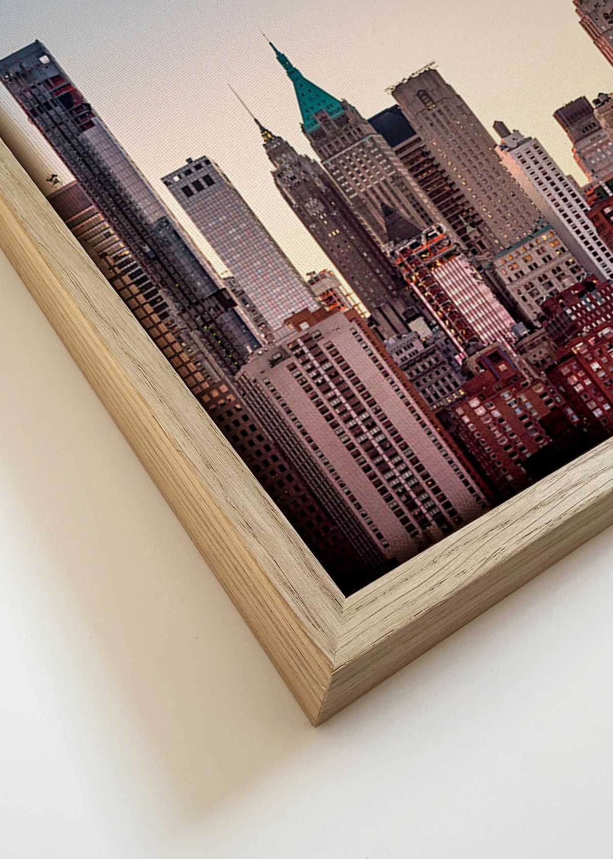 Stadsposter met skyline in de schemer – Canvas detail