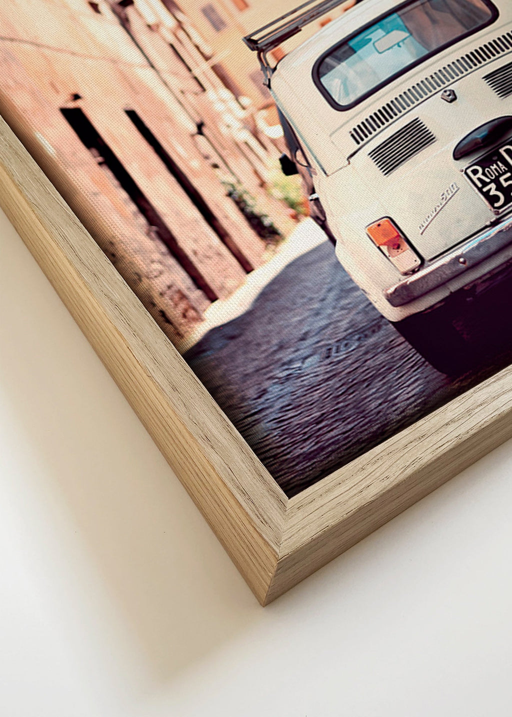 Keuken kunst: klassieke auto in Romeinse straat – Canvas detail
