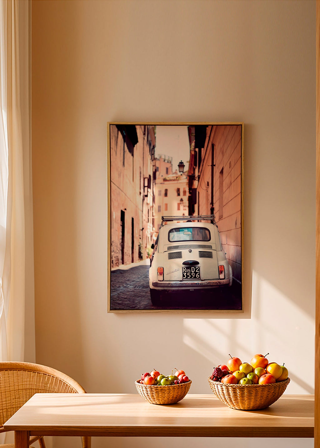 Keuken kunst: klassieke auto in Romeinse straat – Canvas2