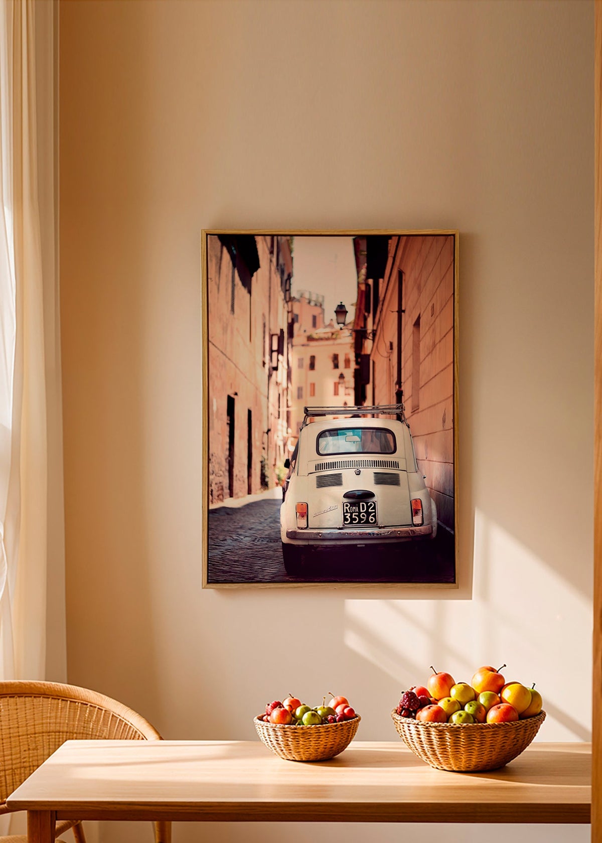 Keuken kunst: klassieke auto in Romeinse straat – Canvas2
