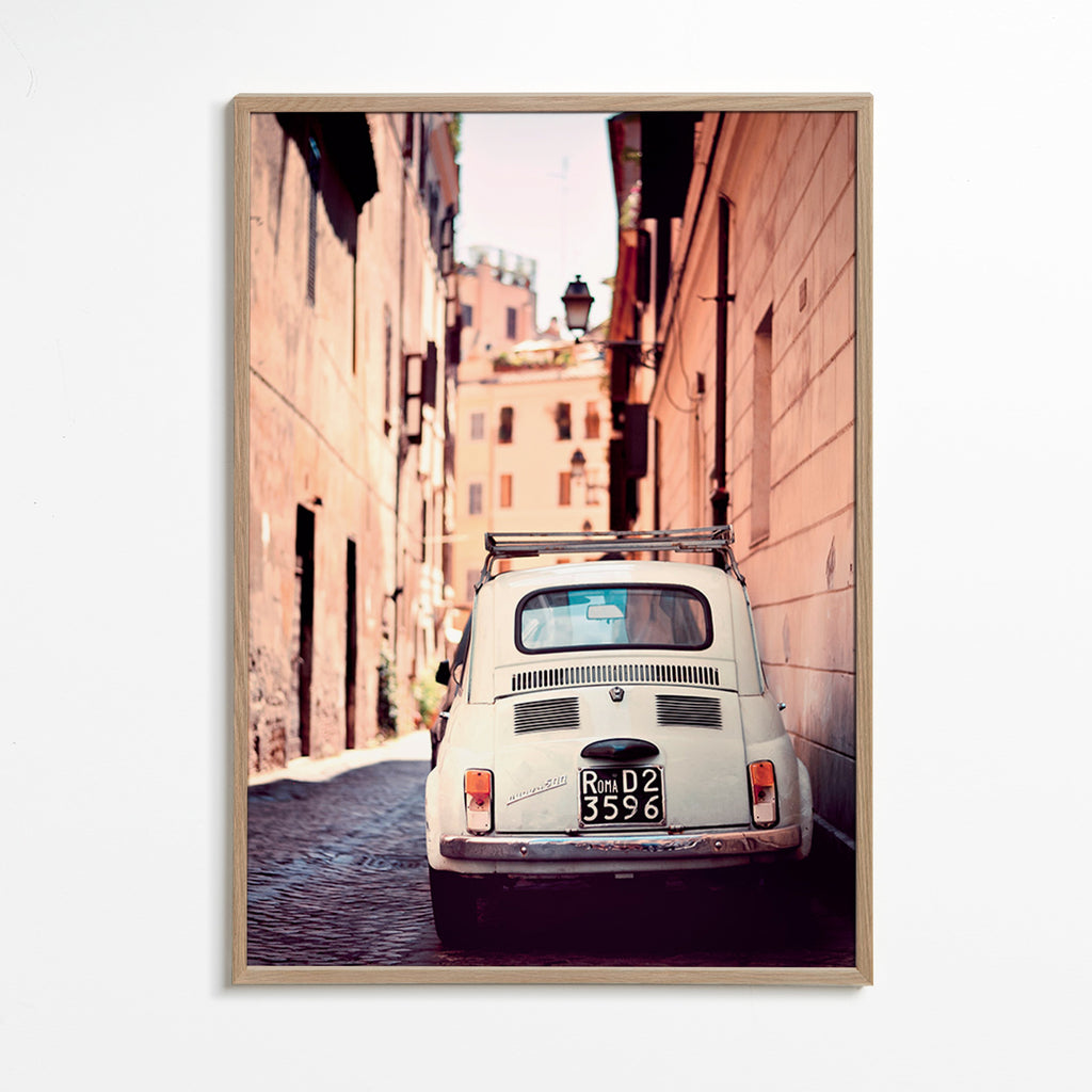 Keuken kunst: klassieke auto in Romeinse straat – Oak Frame