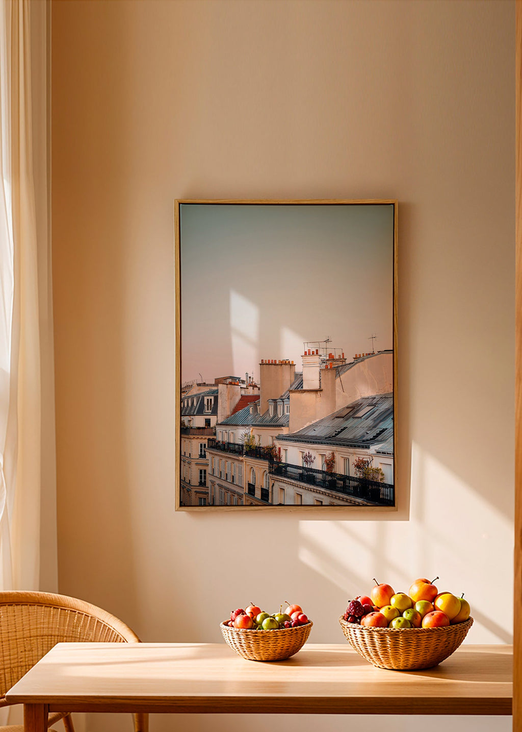 Stadsprent met daken bij zonsopgang – Canvas2