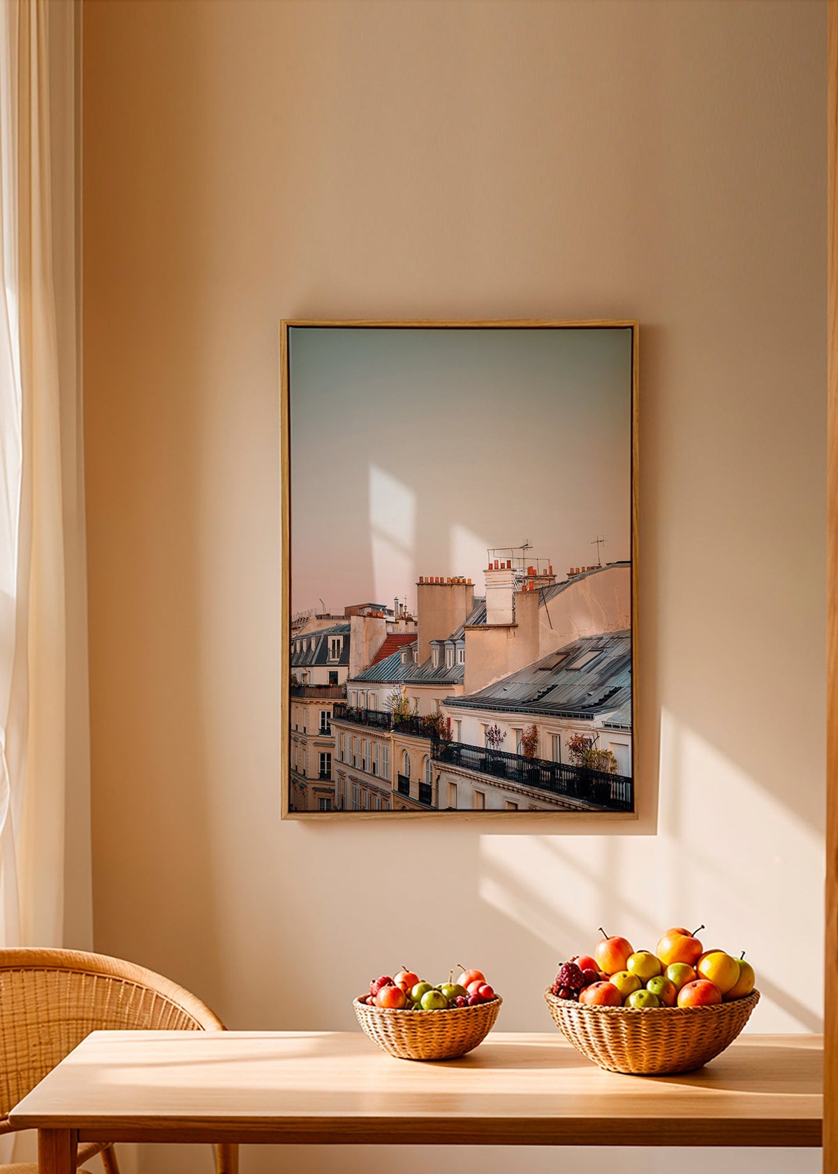 Stadsprent met daken bij zonsopgang – Canvas2