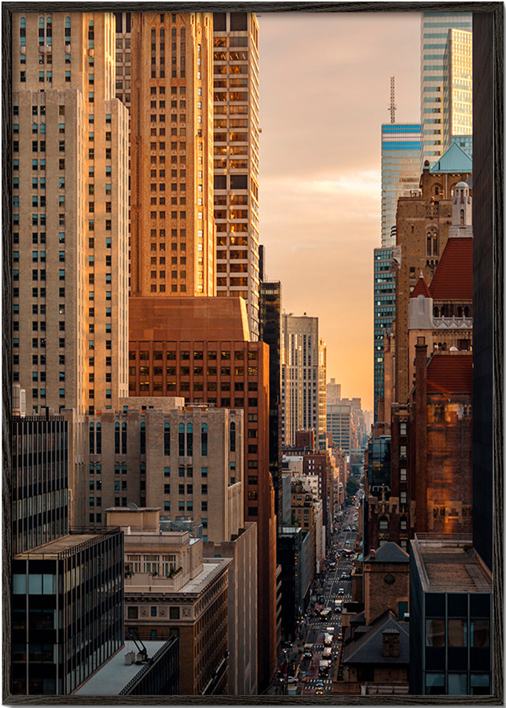 Stadsgezicht bij zonsopgang – Black Frame