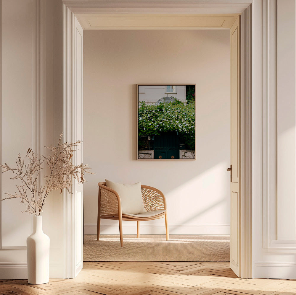 Botanische print met witte klimop bij deur – Canvas1