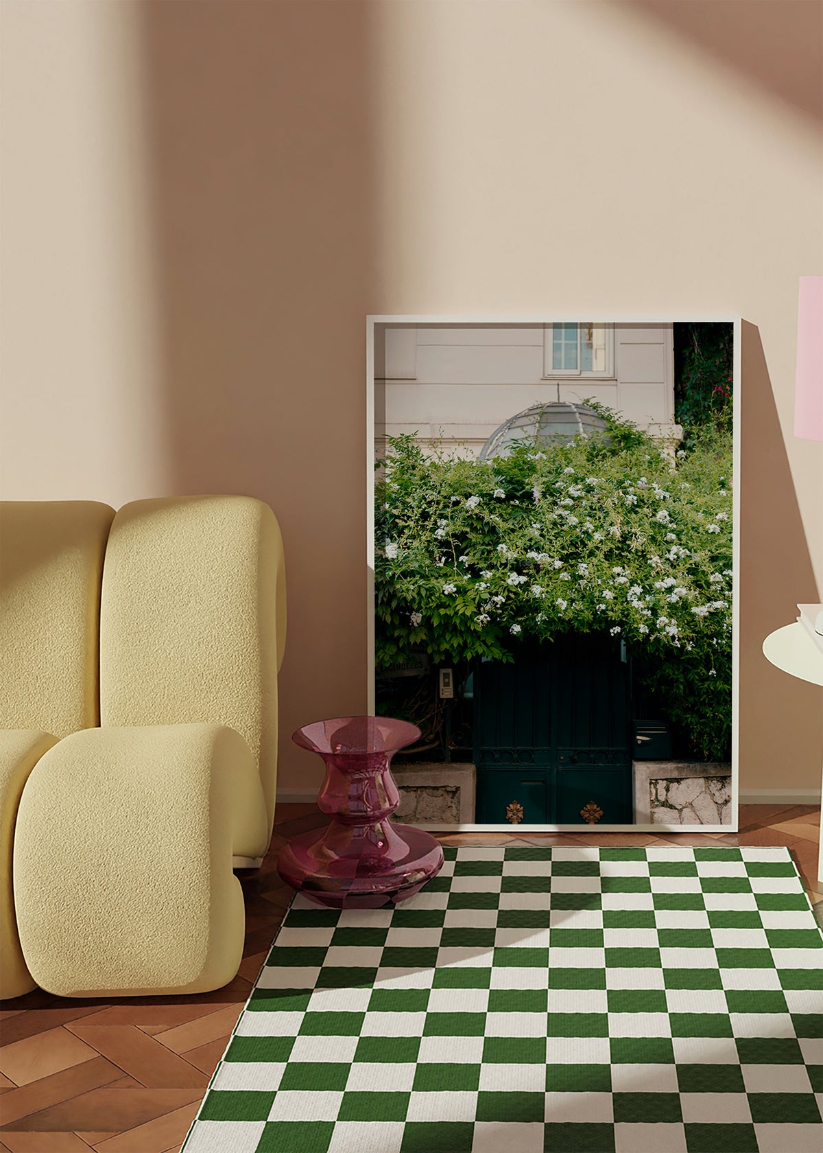 Botanische print met witte klimop bij deur – Product2