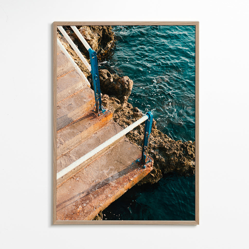 Landschap kunst: trap naar de zee – Oak Frame
