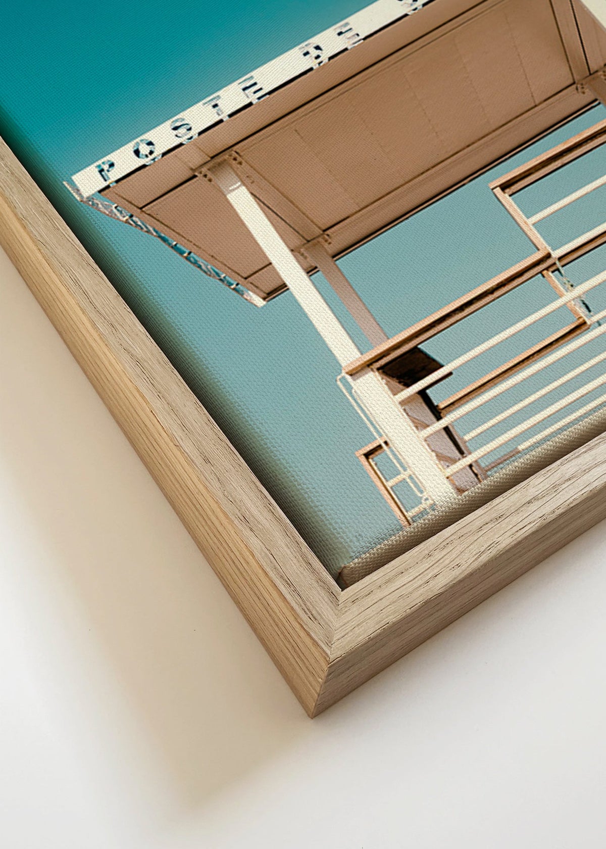 Fotografie strandwachtpost en blauwe lucht – Canvas detail