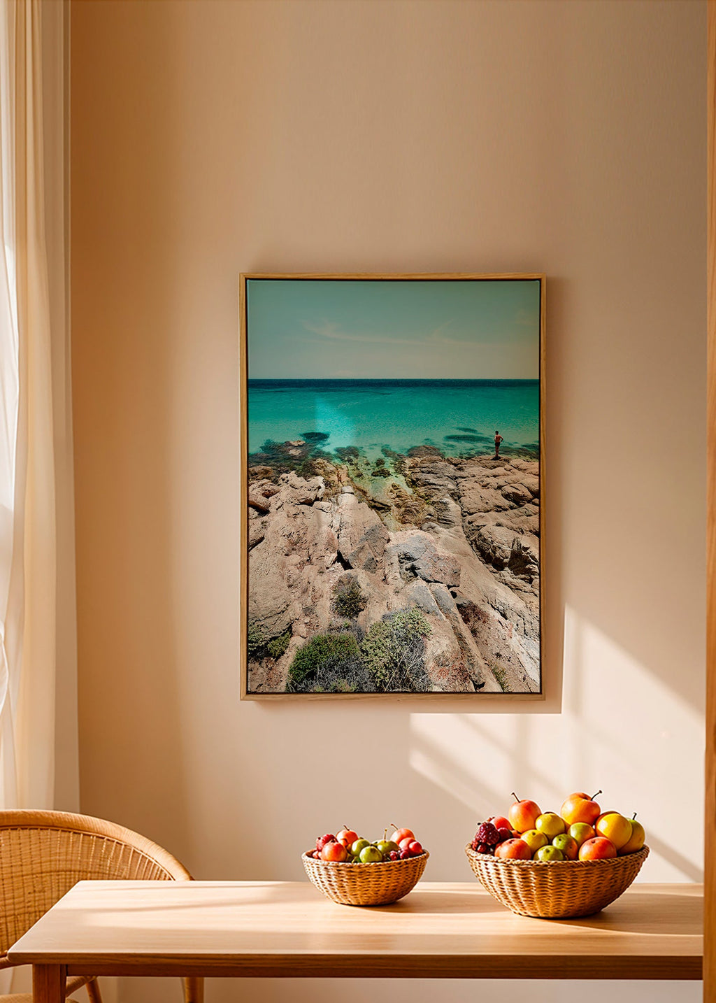 Landschap kunst: rotsachtige kust met turkoois zee – Canvas2