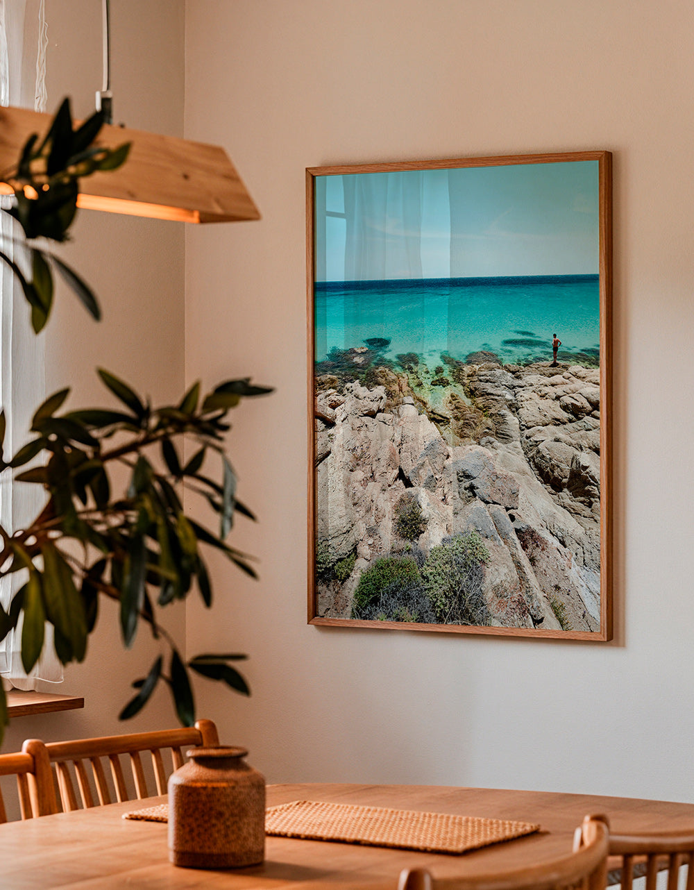 Landschap kunst: rotsachtige kust met turkoois zee – Product3