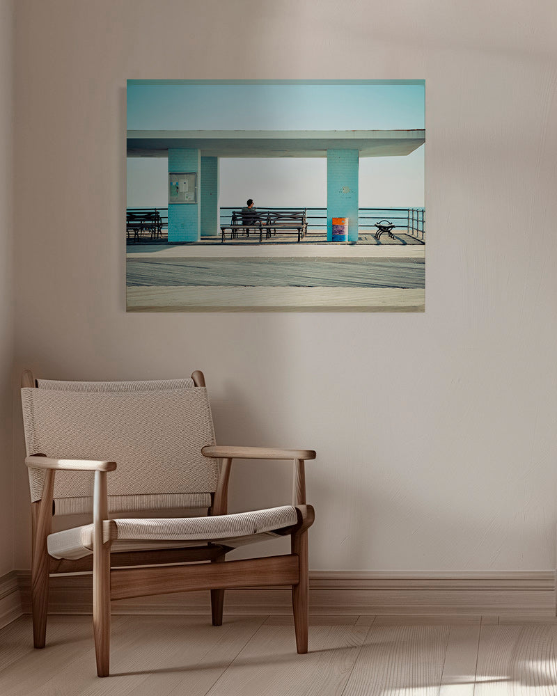 Pier-fotografie met eenzame bank – Canvas