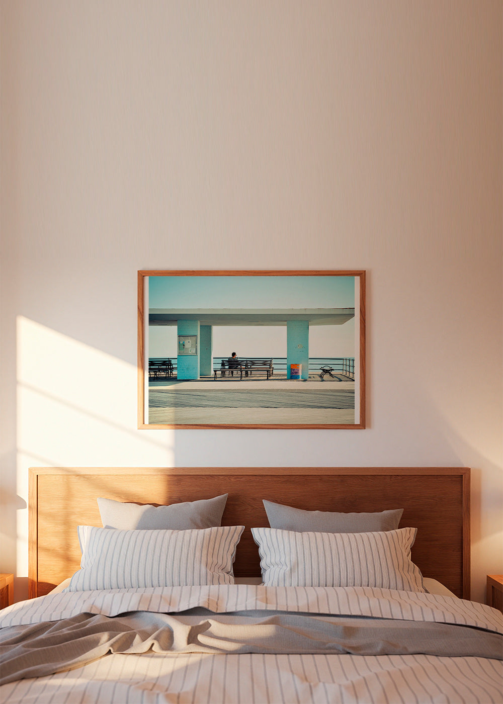 Pier-fotografie met eenzame bank – Product3