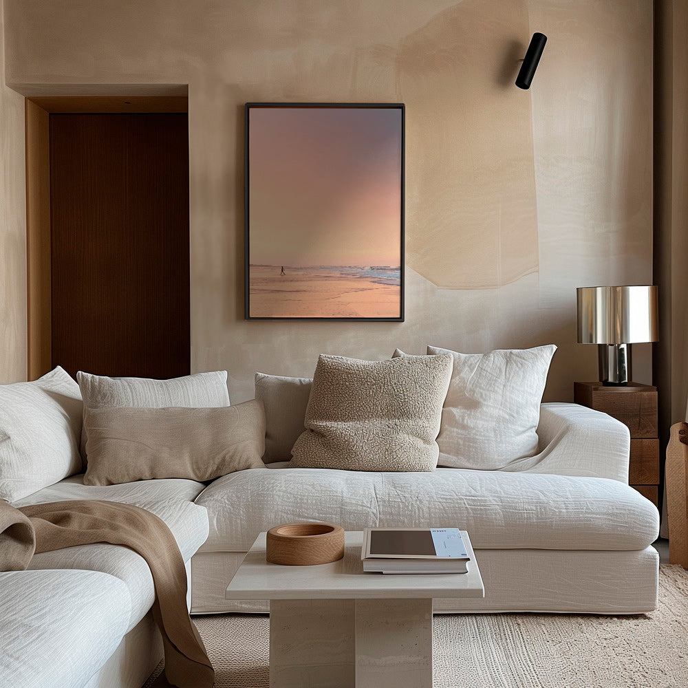 Landschap kunst: pastelkleurig strand bij zonsopgang – Canvas2