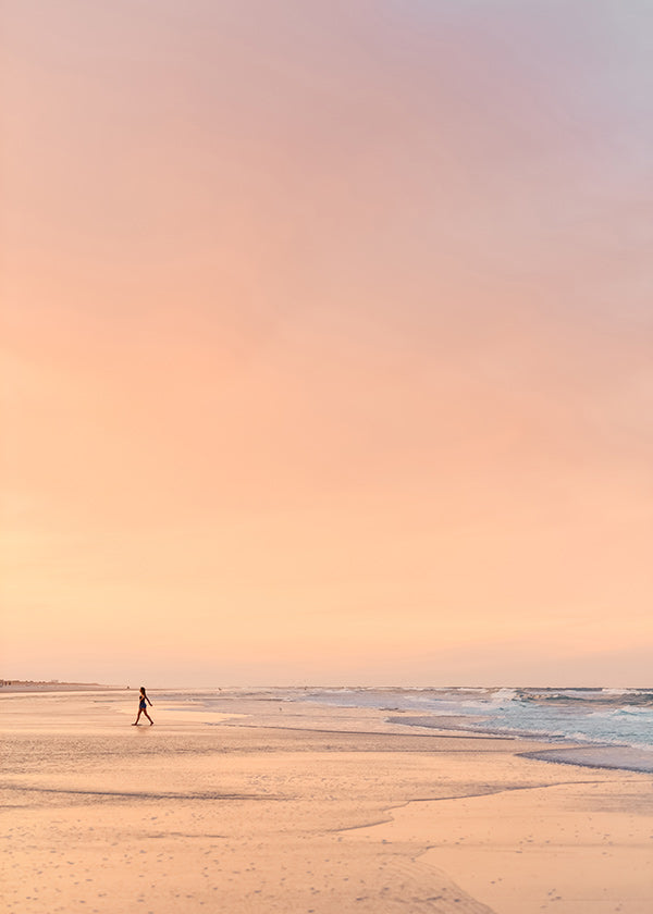 Landschap kunst: pastelkleurig strand bij zonsopgang