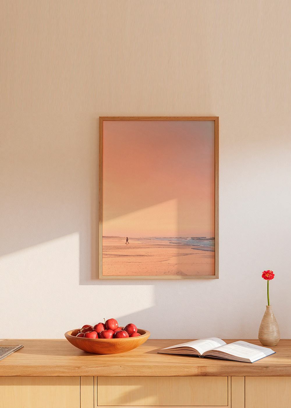 Landschap kunst: pastelkleurig strand bij zonsopgang – Product1