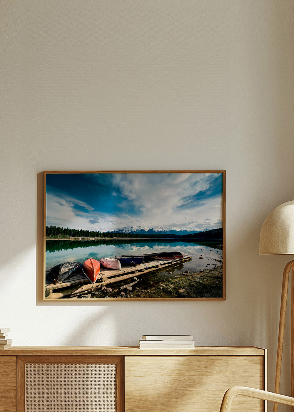 Landschapskunst met kano's op een steiger – Product3