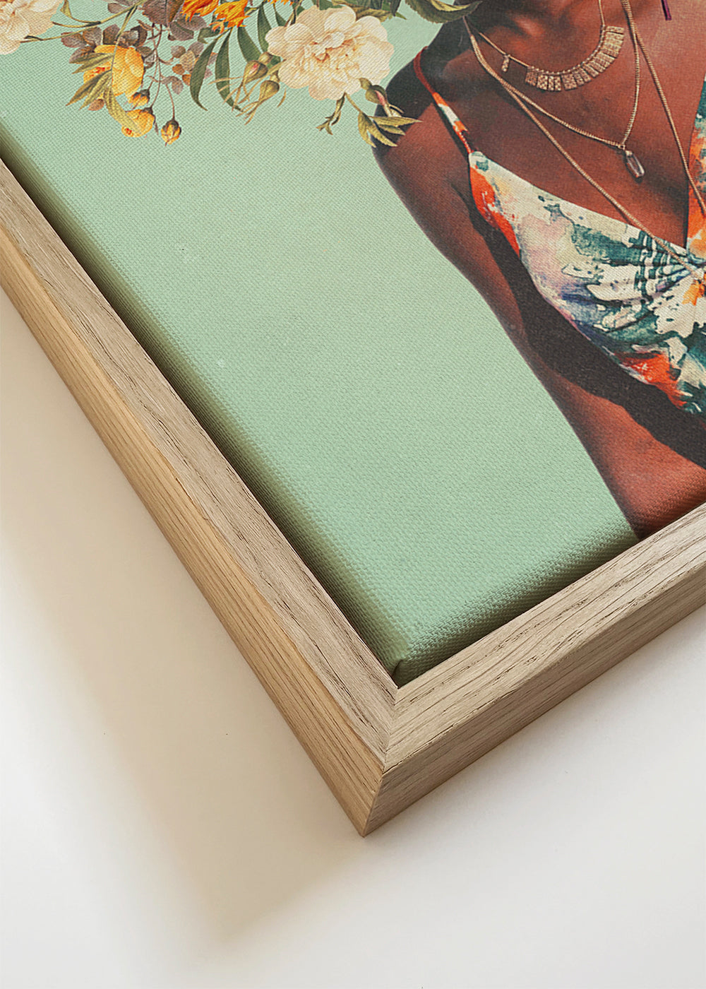 Botanische print met portret en bloemenkroon