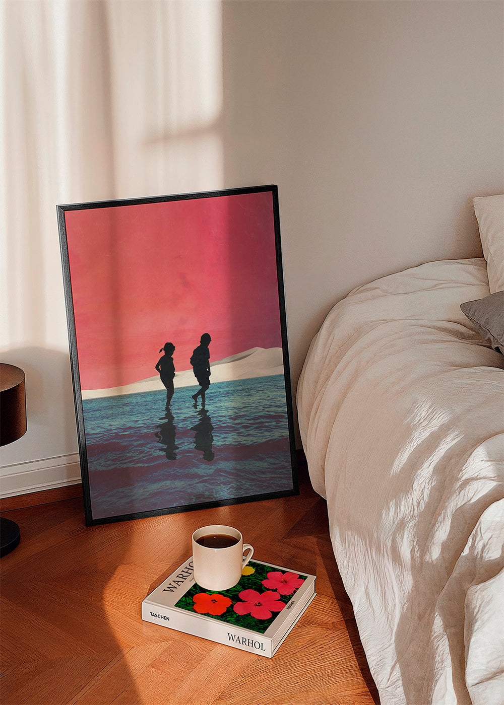 Kinderposter met silhouetten op het water