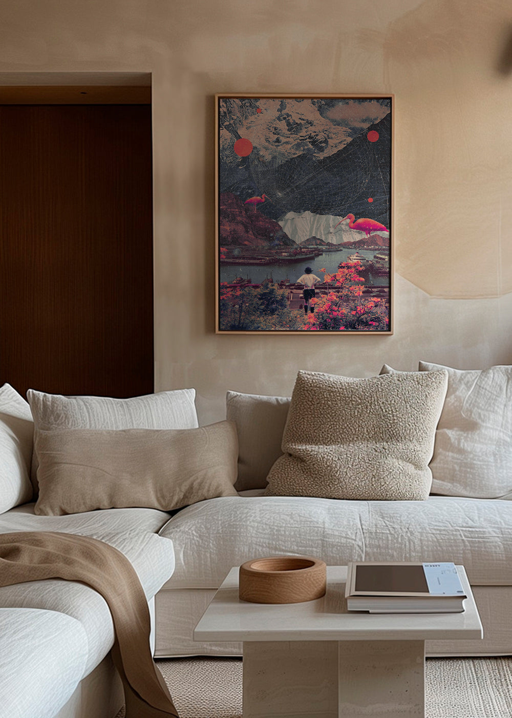 Droomhaven landschap met flamingo's