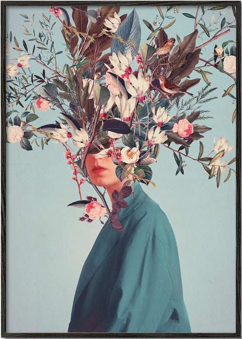 Botanische print met bloemportret
