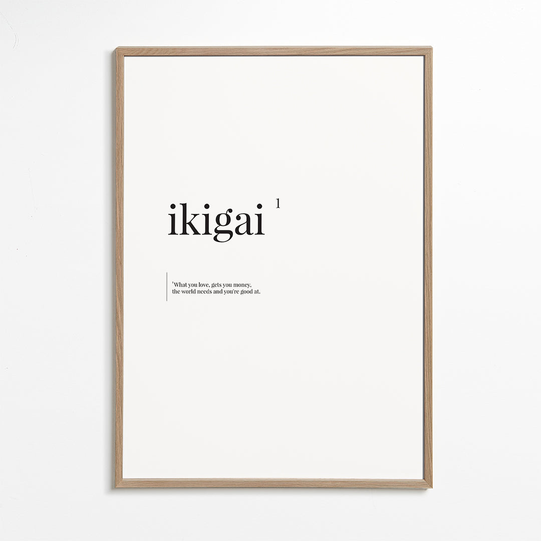 Minimalistische typografische Ikigai print
